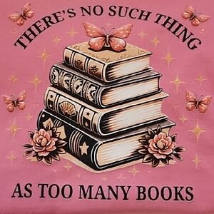 Pink Graphic Tee with Book and Butterfly Design